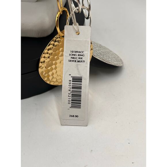 Diane von Furstenberg Mixed Metal Faux Pearl‎ Statement Long Ring Black Necklace - Picture 6 of 8